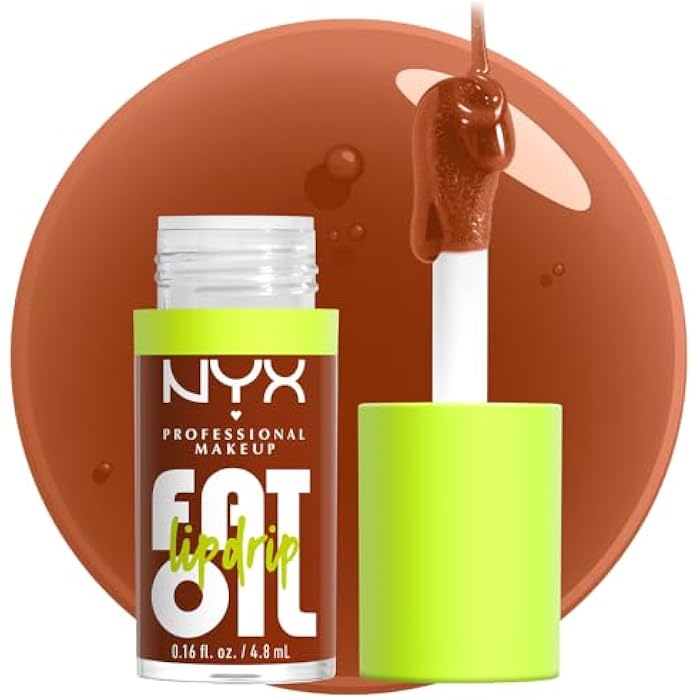 NYX Professional Makeup Lip Gloss, High Shine, Non-Sticky FInish, 12 Hours Hydrating, Fat Applicator, With Squalane, Raspberry and Cloudberry Oils, Fat Oil Lip Drip, Shade: Scrollin - Image 1